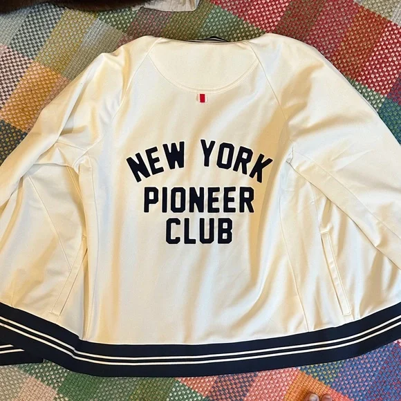 Tracksmith White and Navy Track Jacket